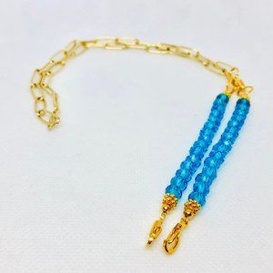 Jeweled cry blue w/24K gilled filled mask holder/